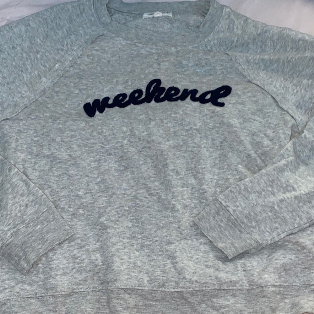 Grayson Threads Gray Crewneck Sweater with Navy Print